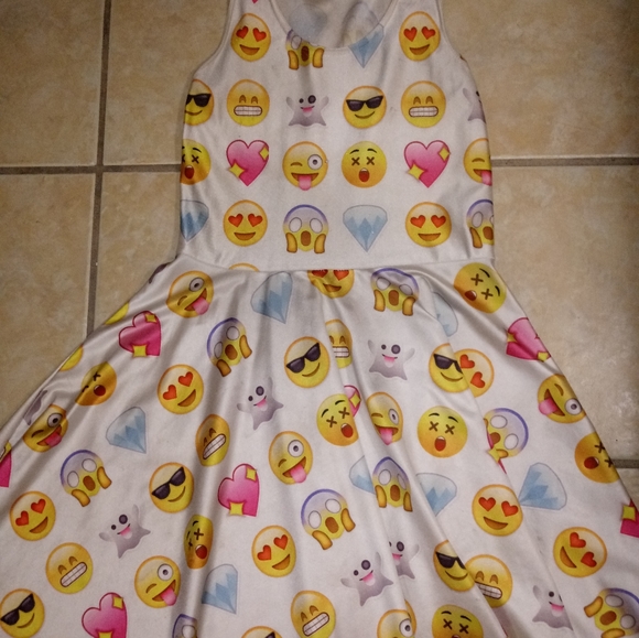 Emoji Digital Print Skater Cute Sexy Fun Dress - Picture 2 of 6